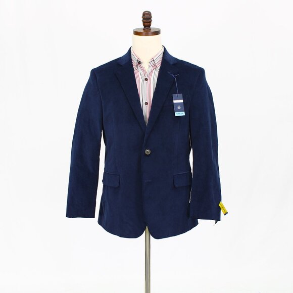 Stafford 42R Navy Solid 2-Button Corduroy Sport Coat Blazer Jacket W073